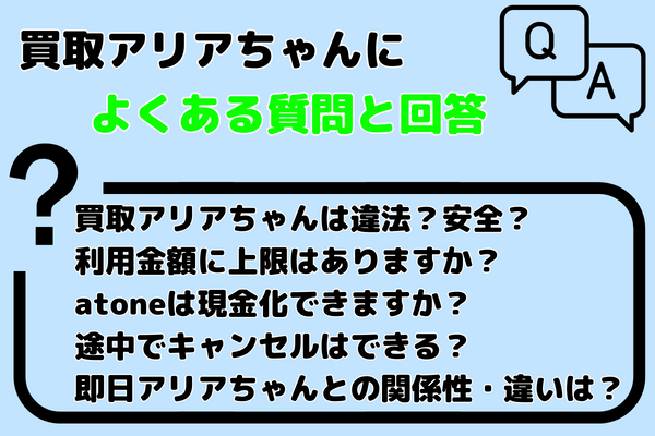 買取アリアちゃんによくある質問と回答