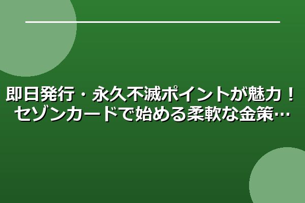 即日発行・永久不滅ポイントが魅力！セゾンカードで始める柔軟な金策